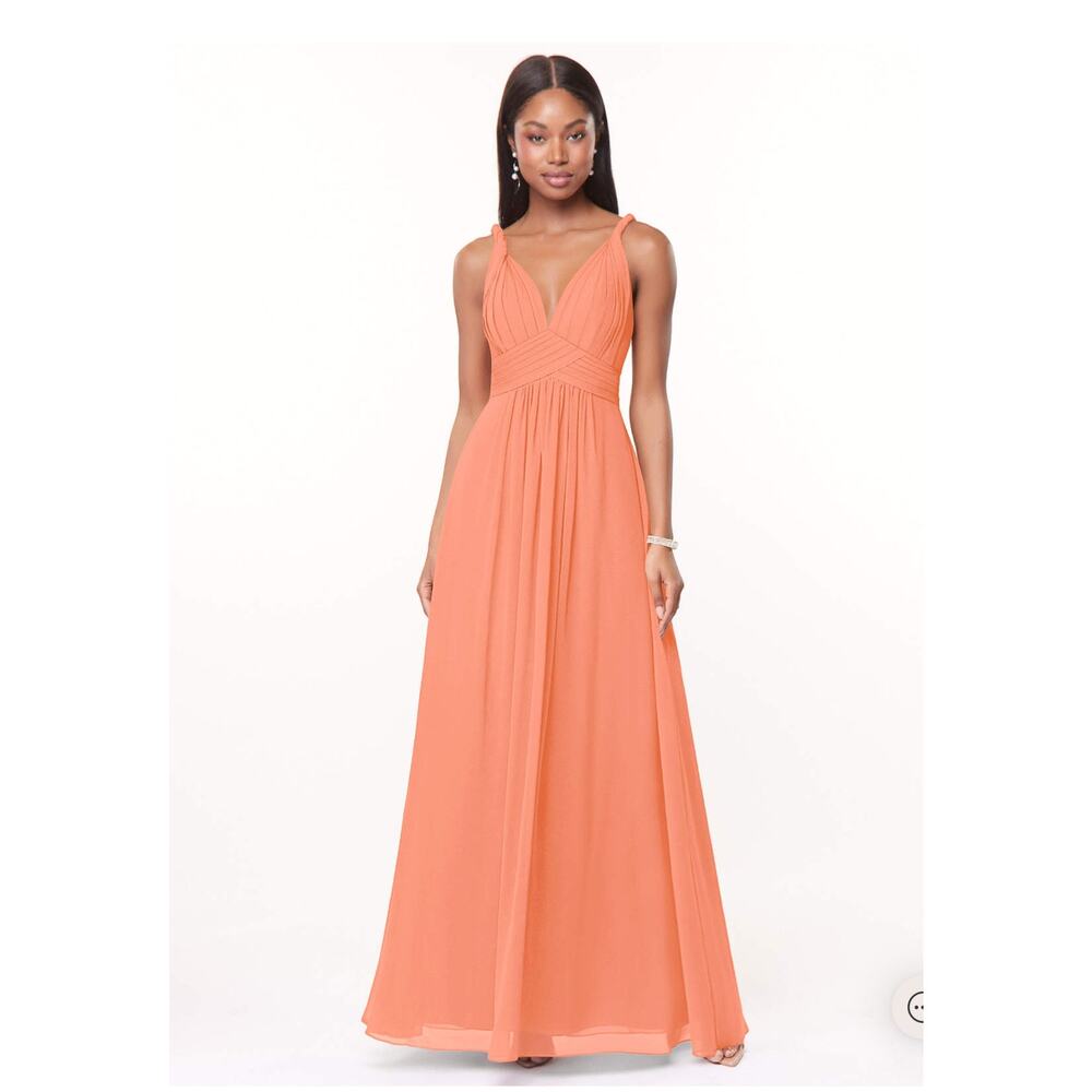 AZAZIE MAREN - Flowy Pleated Chiffon Floor-Length Dress in Sunset - size A 10